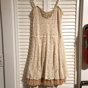 Free People Small Lace and Tulle Beaded Dress